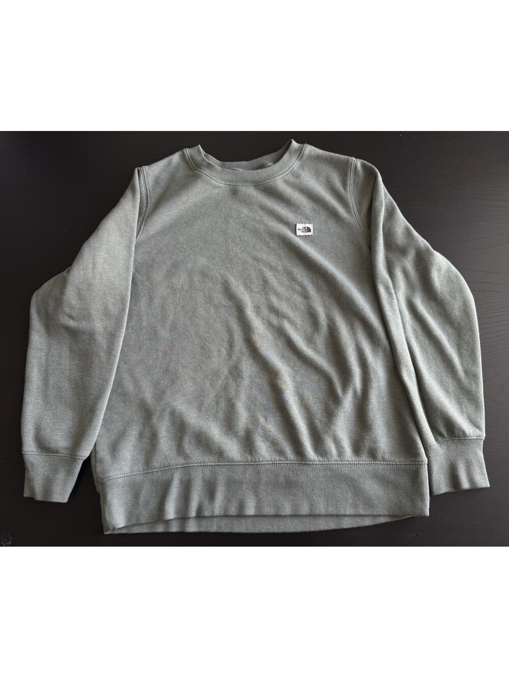 The North Face Heritage Patch Crew Large Sweatshirt Green Sage Fleece Pullover